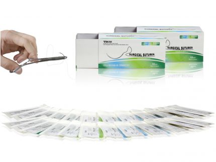 75cm Nylon Surgical Suture Thread with Curved Needle